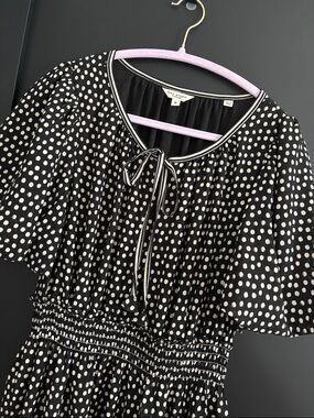 Max Studio Black and White Polka Dot Midi Dress